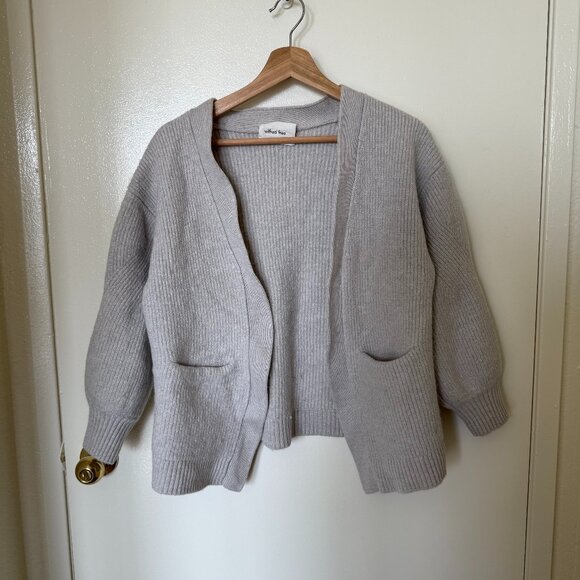 Aritzia Wilfred Free Gray Unwind Merino Wool Open Front Relaxed Cardigan M - Picture 2 of 7